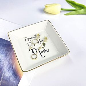 KLYJI Mom Gifts for Mom Mothers Day Gifts Birthday Gifts for Mom from Daughter Valentines Day Christmas Gift Thanksgiving -Remember I Love You Mom Jewelry Dish Ring Trinket Tray