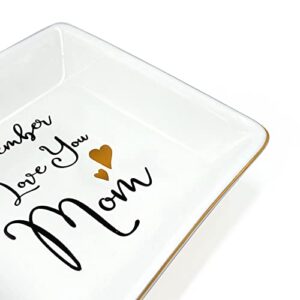 KLYJI Mom Gifts for Mom Mothers Day Gifts Birthday Gifts for Mom from Daughter Valentines Day Christmas Gift Thanksgiving -Remember I Love You Mom Jewelry Dish Ring Trinket Tray