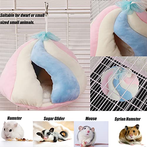 Tfwadmx Hamster Warm Bed,Small Animal Hammock Cotton Sleeping Nest Plush Hut Hideout Cave Hanging Cage Toy for Dwarf Mice Rat Sugar Glider Gerbil