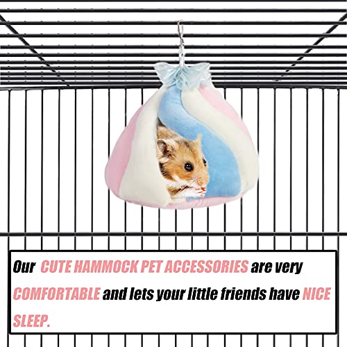 Tfwadmx Hamster Warm Bed,Small Animal Hammock Cotton Sleeping Nest Plush Hut Hideout Cave Hanging Cage Toy for Dwarf Mice Rat Sugar Glider Gerbil