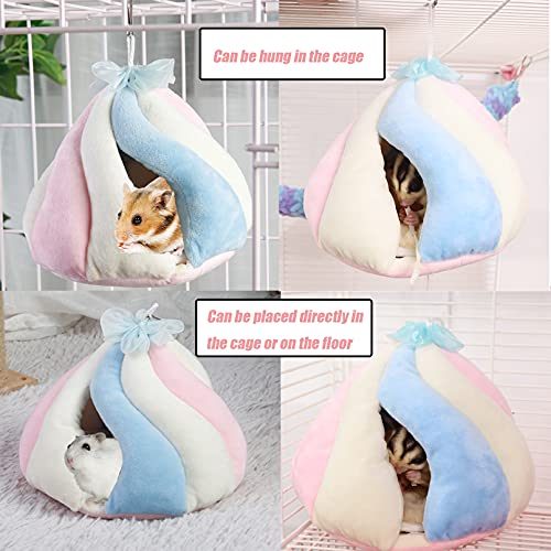 Tfwadmx Hamster Warm Bed,Small Animal Hammock Cotton Sleeping Nest Plush Hut Hideout Cave Hanging Cage Toy for Dwarf Mice Rat Sugar Glider Gerbil