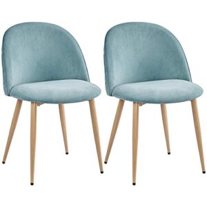 topeakmart dining chairs velvet chair modern kitchen chairs with padded seat, backrest, wooden style metal legs for dining room, living room, restaurant, cafe, 2pcs, aqua