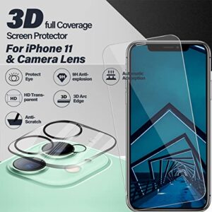 iPhone 11 Screen Protector + Camera Lens Protectors By BIGFACE, [2 + 2 Pack] Premium HD Clear Tempered Glass, 9H Hardness, HD Clarity, Anti- Scratch, 3D Curved Accuracy Anti-Bubble Film