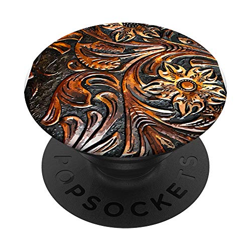 Cute Western Cowgirl Tooled Pattern PopSockets Grip and Stand for Phones and Tablets