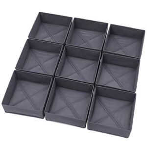 diommell 9 pack foldable cloth storage box closet dresser drawer organizer fabric baskets bins containers divider for clothes underwear bras socks clothing, dark grey 900