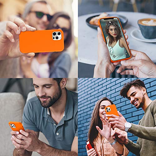 DTTO Compatible with iPhone 12/12 Pro Case Shockproof Silicone [Romance Series] Cover [Enhanced Camera and Screen Protection] with Honeycomb Grid Cushion for iPhone 12 6.1” 2020,Orange