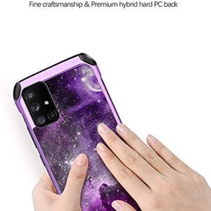 BENTOBEN Galaxy A51 4G Case (NOT Fit 5G Version), Slim Glow in The Dark Shockproof Protective Dual Layer Hybrid Hard PC Soft TPU Bumper Nebula Space Design Phone Case for Samsung Galaxy A51 4G, Purple