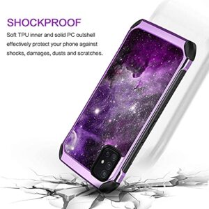 BENTOBEN Galaxy A51 4G Case (NOT Fit 5G Version), Slim Glow in The Dark Shockproof Protective Dual Layer Hybrid Hard PC Soft TPU Bumper Nebula Space Design Phone Case for Samsung Galaxy A51 4G, Purple