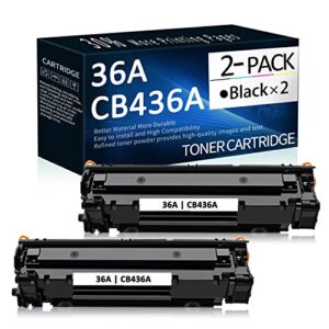 2 pack black 36a | cb436a toner cartridge replacement for hp laserjet m1522n mfp m1523nf mfp m1120 mfp p1505 p150n printer toner