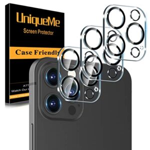 uniqueme 𝑵𝑬𝑾 𝟮𝟬𝟮𝟮 [ 3 pack] compatible with iphone 12 pro max 6.7" camera lens protector tempered glass,[case friendly][scratch-resistant][does not affect night shots] -black circle
