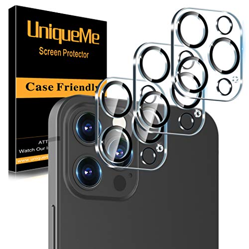 UniqueMe 𝑵𝑬𝑾 𝟮𝟬𝟮𝟮 [ 3 Pack] Compatible with iPhone 12 Pro Max 6.7" Camera Lens Protector Tempered Glass,[Case Friendly][Scratch-Resistant][Does Not Affect Night Shots] -Black Circle