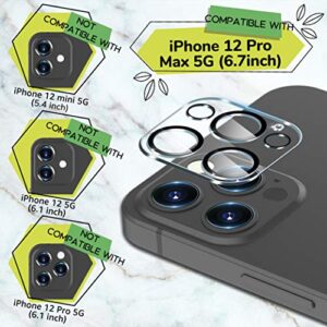 UniqueMe 𝑵𝑬𝑾 𝟮𝟬𝟮𝟮 [ 3 Pack] Compatible with iPhone 12 Pro Max 6.7" Camera Lens Protector Tempered Glass,[Case Friendly][Scratch-Resistant][Does Not Affect Night Shots] -Black Circle