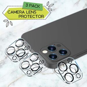 UniqueMe 𝑵𝑬𝑾 𝟮𝟬𝟮𝟮 [ 3 Pack] Compatible with iPhone 12 Pro Max 6.7" Camera Lens Protector Tempered Glass,[Case Friendly][Scratch-Resistant][Does Not Affect Night Shots] -Black Circle