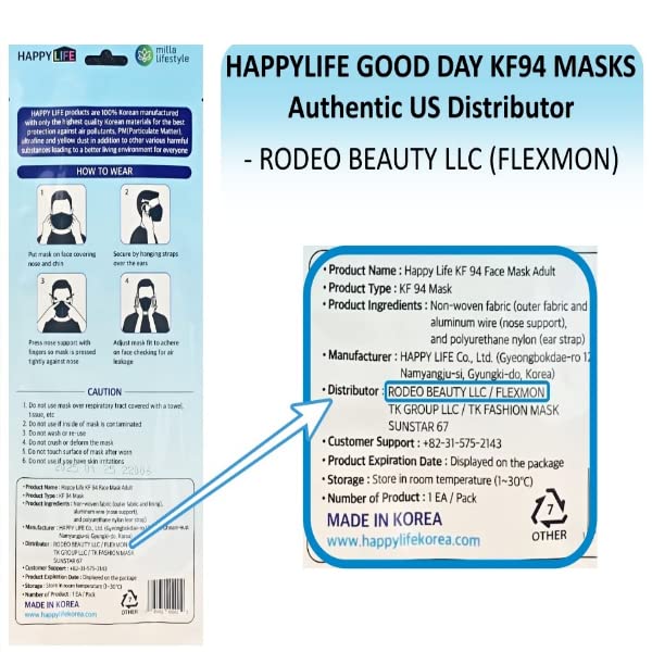 [Happy Life] Premium 3D Black KF94 Face Mask, Good Day, Individual Pack Made in Korea (24)