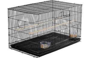 yaheetech 30-inch rectangle stackable breeding flight parakeet bird cage for finches budgies cockatiels conures lovebirds canaries parrots w/slide-out tray, black