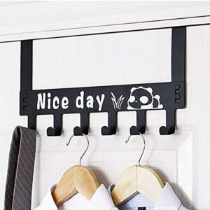 Eywlwaar Over The Door Hooks 6 Hanger Rack Decorative Metal Rack for Home Use Hats Coats Key Bag Clothes Scarfs Hooks (Black)