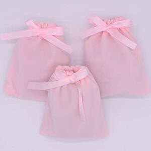 Snadulor 25 Pcs Pink Velvet Drawstring Bags Jewelry Pouches Jewelry Gift Bags Pouches Wedding Favors(4"x5")