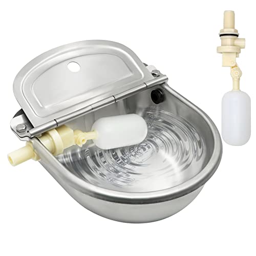 MUDUOBAN Automatic Water Bowl with Float Valve Stainless Steel Water Feeder Trough for Livestock Animal Horse Cattle Sheep Hog Goat Pet Dog