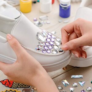 500 Pieces Sewing Gems Acrylic Sewing Crystal Mixed Shapes Sew On Rhinestones with 2 Holes for Clothes Sewing Beads Decorations (Crystal AB)