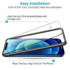 [3+3+1] LK 3 Pack iPhone 12 Screen Protector + 3 Pack Lens Protector with Alignment Frame, [9H] Tempered Glass, Scratch-Proof, Bubble-Free, Smooth Touch Screen Protector for iPhone 12, Clear, 6.1-inch