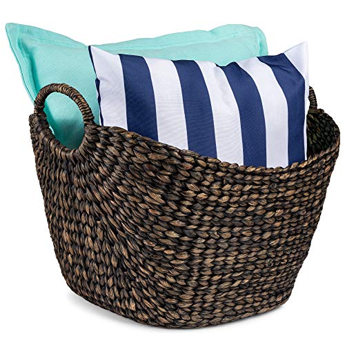 Best Choice Products Large Vintage Laundry Basket Multipurpose Hyacinth Storage Basket, Handwoven French-Style Organizer Tote for Bedroom, Living Room, Bathroom, w/Handles - Brown