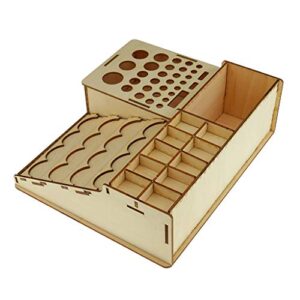 Inzopo Wooden Paint Bottles Rack Model Organizer Epoxy Tools Storage Box Holder Case #3