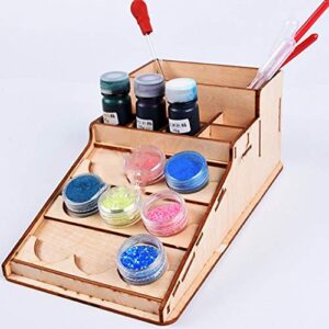 Inzopo Wooden Paint Bottles Rack Model Organizer Epoxy Tools Storage Box Holder Case #3