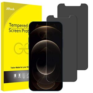 jetech privacy screen protector for iphone 12 pro max 6.7-inch, anti spy tempered glass film, 2-pack