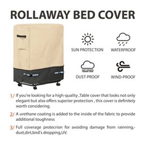 Aaaspark Folding Bed Storage Cover, Rollaway bed cover, waterproof and breathable Oxford cloth, suitable for 39 inch double bed (39 "x 15" x 44.8 "), indoor and outdoor universal, beige gray splicing
