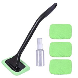 zwzcyz car window cleaner, windshield cleaner car cleanser brush windshield cleaning tool set with detachable handle 4pcs microfiber cloths and spray bottle for auto windshield wiper,use wet or dry