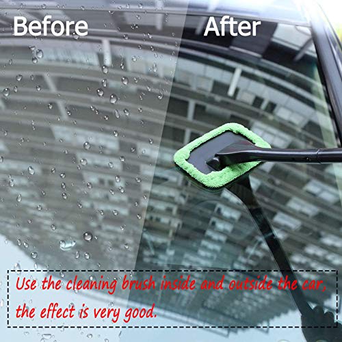 ZWZCYZ Car Window Cleaner, Windshield Cleaner Car Cleanser Brush Windshield Cleaning Tool Set with Detachable Handle 4Pcs Microfiber Cloths and Spray Bottle for Auto Windshield Wiper,Use Wet or Dry