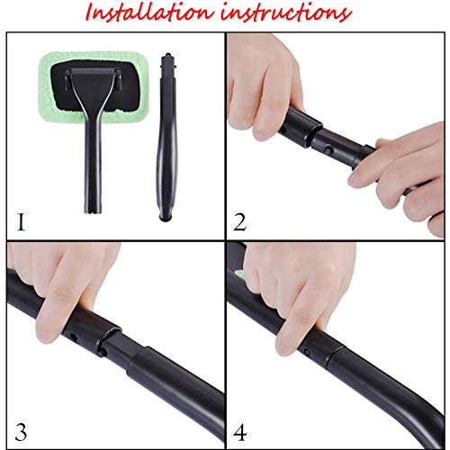 ZWZCYZ Car Window Cleaner, Windshield Cleaner Car Cleanser Brush Windshield Cleaning Tool Set with Detachable Handle 4Pcs Microfiber Cloths and Spray Bottle for Auto Windshield Wiper,Use Wet or Dry