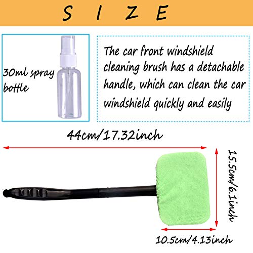 ZWZCYZ Car Window Cleaner, Windshield Cleaner Car Cleanser Brush Windshield Cleaning Tool Set with Detachable Handle 4Pcs Microfiber Cloths and Spray Bottle for Auto Windshield Wiper,Use Wet or Dry