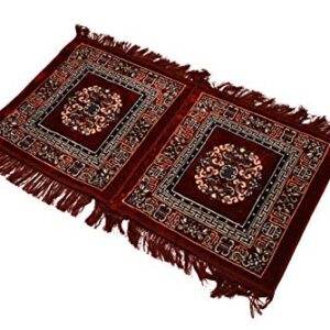 Kalagiri Maroon Pooja Aasan Velvet Mat Prayer Aasan Meditation Mat Multipurpose Rug Aasan for Navratri Diwali Mandir Pooja & Festive Occasions (Pack of 2)