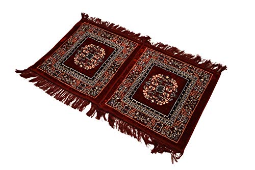 Kalagiri Maroon Pooja Aasan Velvet Mat Prayer Aasan Meditation Mat Multipurpose Rug Aasan for Navratri Diwali Mandir Pooja & Festive Occasions (Pack of 2)