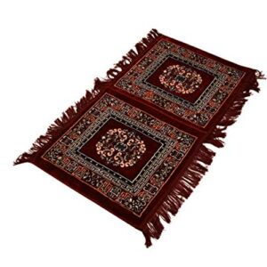 Kalagiri Maroon Pooja Aasan Velvet Mat Prayer Aasan Meditation Mat Multipurpose Rug Aasan for Navratri Diwali Mandir Pooja & Festive Occasions (Pack of 2)