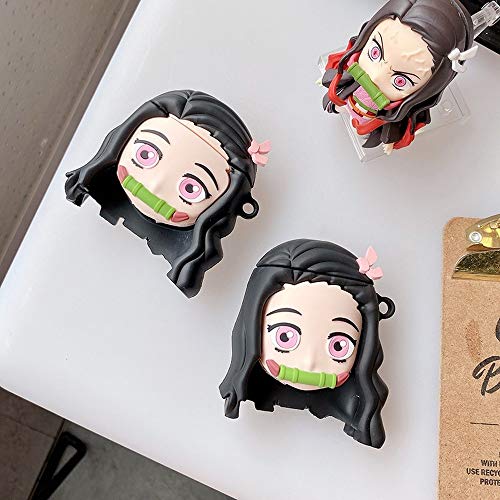 VARWANEO Anime Cartoon Demon Slayer Beautiful Girl 3D Case for AirPods 1 2 Pro Charging Box Soft Silicone Wireless Bluetooth Earphone Protective Cover (for AirPods Pro)