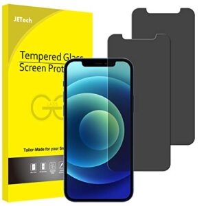 jetech privacy screen protector for iphone 12 mini 5.4-inch, anti spy tempered glass film, 2-pack