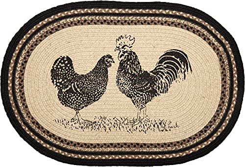 VHC Brands Sawyer Mill Charcoal Farmhouse Dining Room Living Room Kitchen Floor Natural Jute Rug w/ Pad 20x30 Poultry