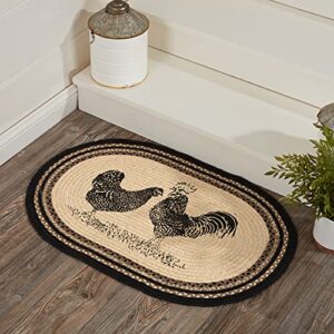 VHC Brands Sawyer Mill Charcoal Farmhouse Dining Room Living Room Kitchen Floor Natural Jute Rug w/ Pad 20x30 Poultry