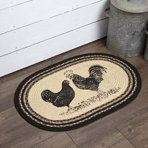 VHC Brands Sawyer Mill Charcoal Farmhouse Dining Room Living Room Kitchen Floor Natural Jute Rug w/ Pad 20x30 Poultry