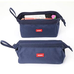isuperb large capacity pencil case portable zipper pencil pouch bag organizers storage pen bag cosmetic makeup pouch for women (navy blue)