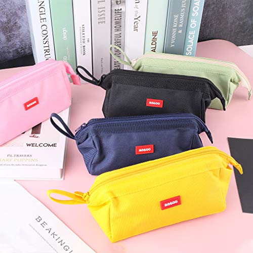 iSuperb Large Capacity Pencil Case Portable Zipper Pencil Pouch Bag Organizers Storage Pen Bag Cosmetic Makeup Pouch for Women (Navy Blue)