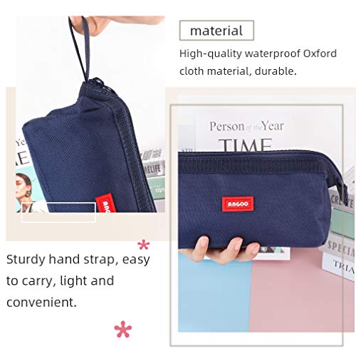 iSuperb Large Capacity Pencil Case Portable Zipper Pencil Pouch Bag Organizers Storage Pen Bag Cosmetic Makeup Pouch for Women (Navy Blue)