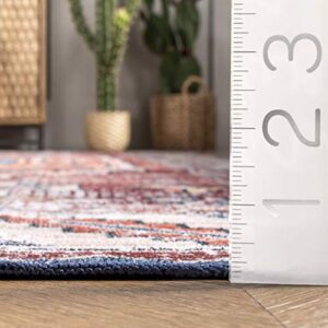 nuLOOM Marli Machine Washable Faded Medallion Area Rug, 5' x 8', Rust