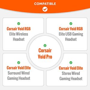 WC Upgraded Replacement Earpads for Corsair Void & Corsair Void Pro Wired & Wireless Gaming Headsets Made by Wicked Cushions | Improved Durability, Thickness, and Sound Isolation | (Black)