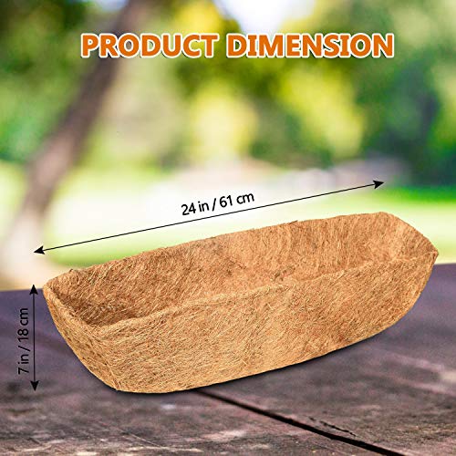 Vumdua 24" Trough Coco Fiber Replacement Liner, 2pcs Coco Liners for Planters, Natural Coconut Coir Planter, Garden Flower Vegetables Pot for Window Flower Box