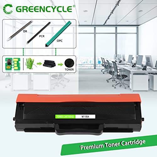 greencycle 1-Pack Black Toner Cartridge Replacement Compatible for HP 105A W1105A Work with Laser MFP 107w 107a 137fnw 135w Printers