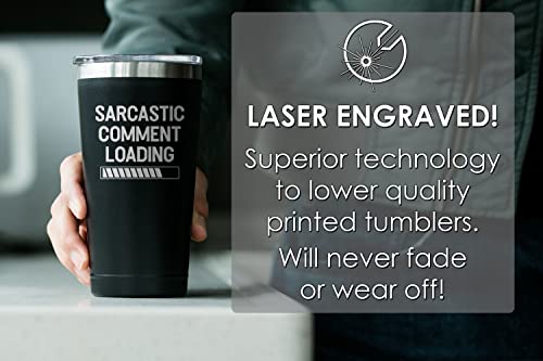 Funny Gifts for Men - Sarcastic Comment Loading, Insulated Coffee Tumbler with Lid - Funny Coffee Travel Mug - Gifts for Fathers Day - Gag Gifts for Dad Grandpa Boyfriend - Tumbler For Men 16 oz Black