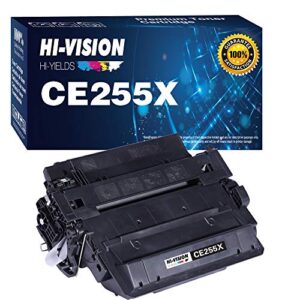hi-vision hi-yield compatible 255x ce255x toner cartridge replacement for 55x used for hp p3015/ 3015d/ 3015n/ 3015x/ 3015dn/ p3010, enterprise 500 mfp m525dn/m525f, (1x black)